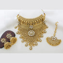 JCM Gold Plated Kundan Stone And Pearls Choker  Necklace Set