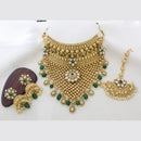JCM Gold Plated Kundan Stone And Pearls Choker  Necklace Set