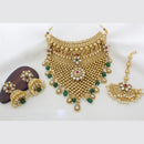 JCM Gold Plated Kundan Stone And Pearls Choker  Necklace Set