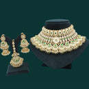 JCM Gold Plated Kundan Stone And Pearls Meenakari Choker  Necklace Set