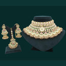 JCM Gold Plated Kundan Stone And Pearls Meenakari Choker  Necklace Set