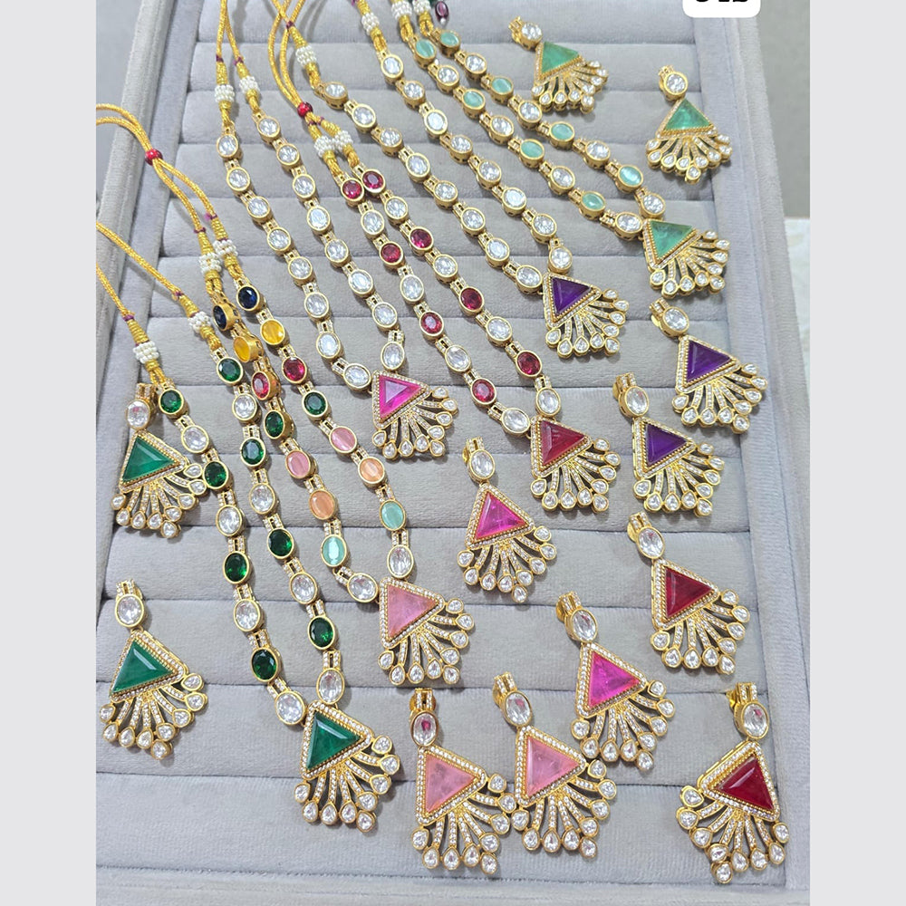 JCM Gold Plated Crystal Stone Necklace Set