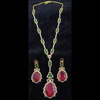 JCM Gold Plated Crystal And Austrain Stone Necklace Set