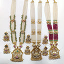 JCM Gold Plated Kundan Stone And Pearls Long Necklace Set