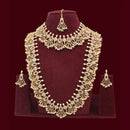 JCM Gold Plated  Pota Stone And Pearls Double Necklace Set