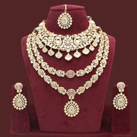 JCM Gold Plated  Kundan Stone Double Necklace Set
