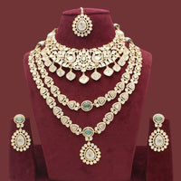 JCM Gold Plated  Kundan Stone Double Necklace Set