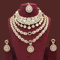 JCM Gold Plated  Kundan Stone Double Necklace Set
