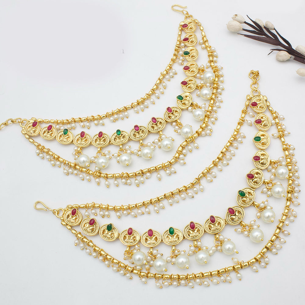JCM Gold Plated Pota Stone And  Pearls Kanchain