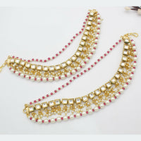 JCM Gold Plated Kundan Stone And  Pearls Kanchain