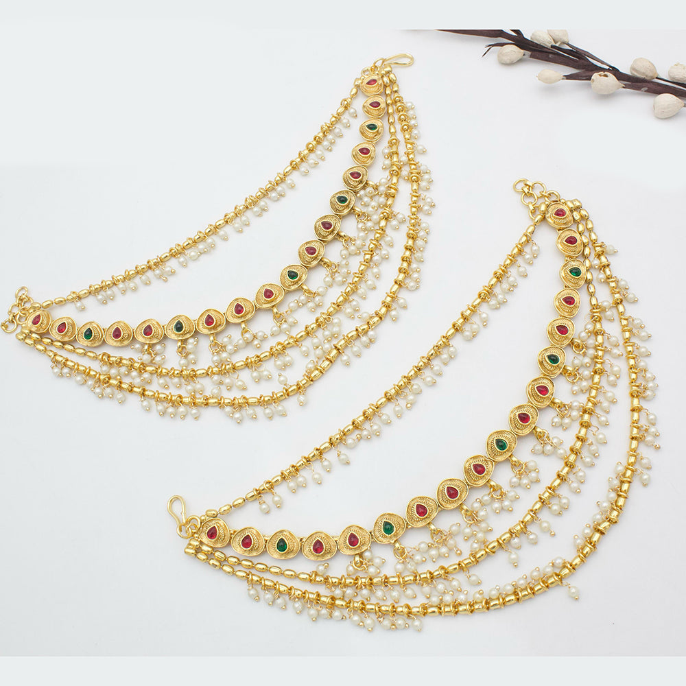 JCM Gold Plated Pota Stone And  Pearls Kanchain
