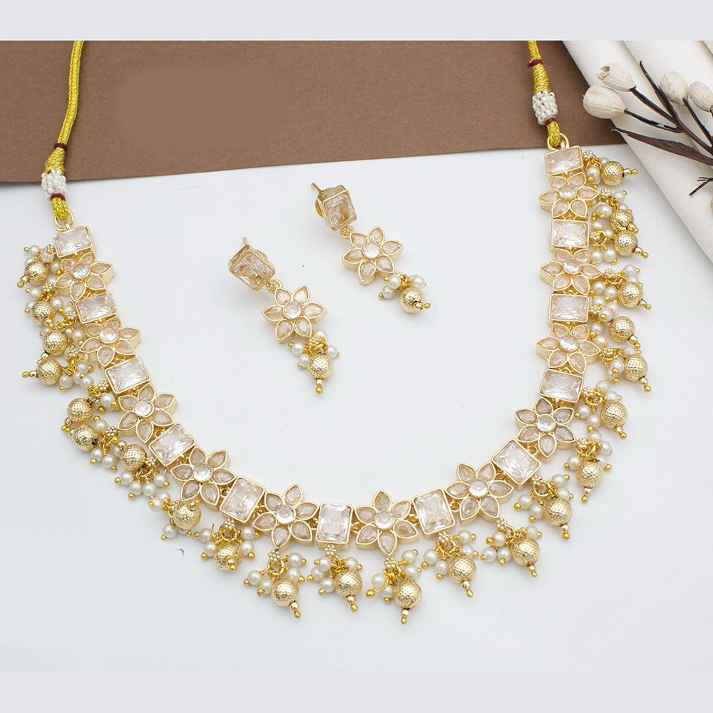 JCM Gold Plated Crystal Stone Necklace Set