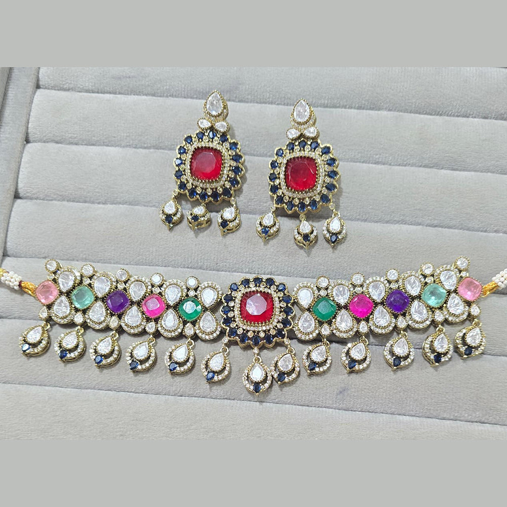 JCM Royal Radiance Gold Plated Crystal Stone Necklace Set