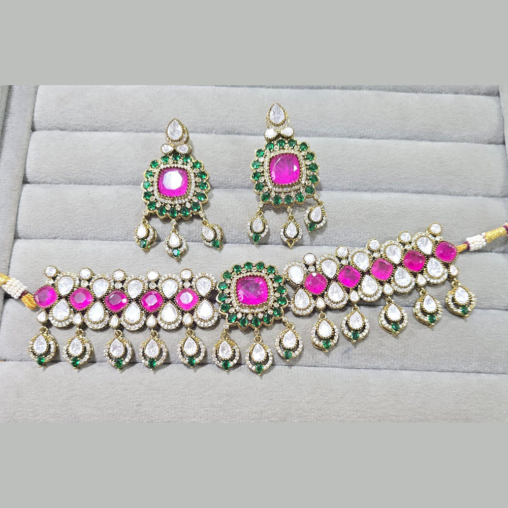 JCM Royal Radiance Gold Plated Crystal Stone Necklace Set