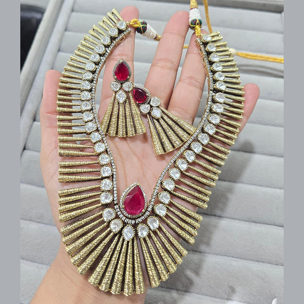 JCM Gold Plated Modern EleganceParty Wear Crystal Necklace Set