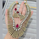 JCM Gold Plated Modern EleganceParty Wear Crystal Necklace Set
