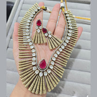JCM Gold Plated Modern EleganceParty Wear Crystal Necklace Set