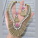 JCM Gold Plated Modern EleganceParty Wear Crystal Necklace Set