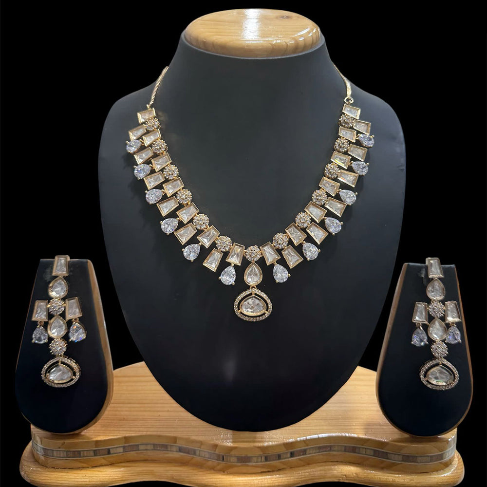 JCM Gold Plated American Diamonds Necklace Set