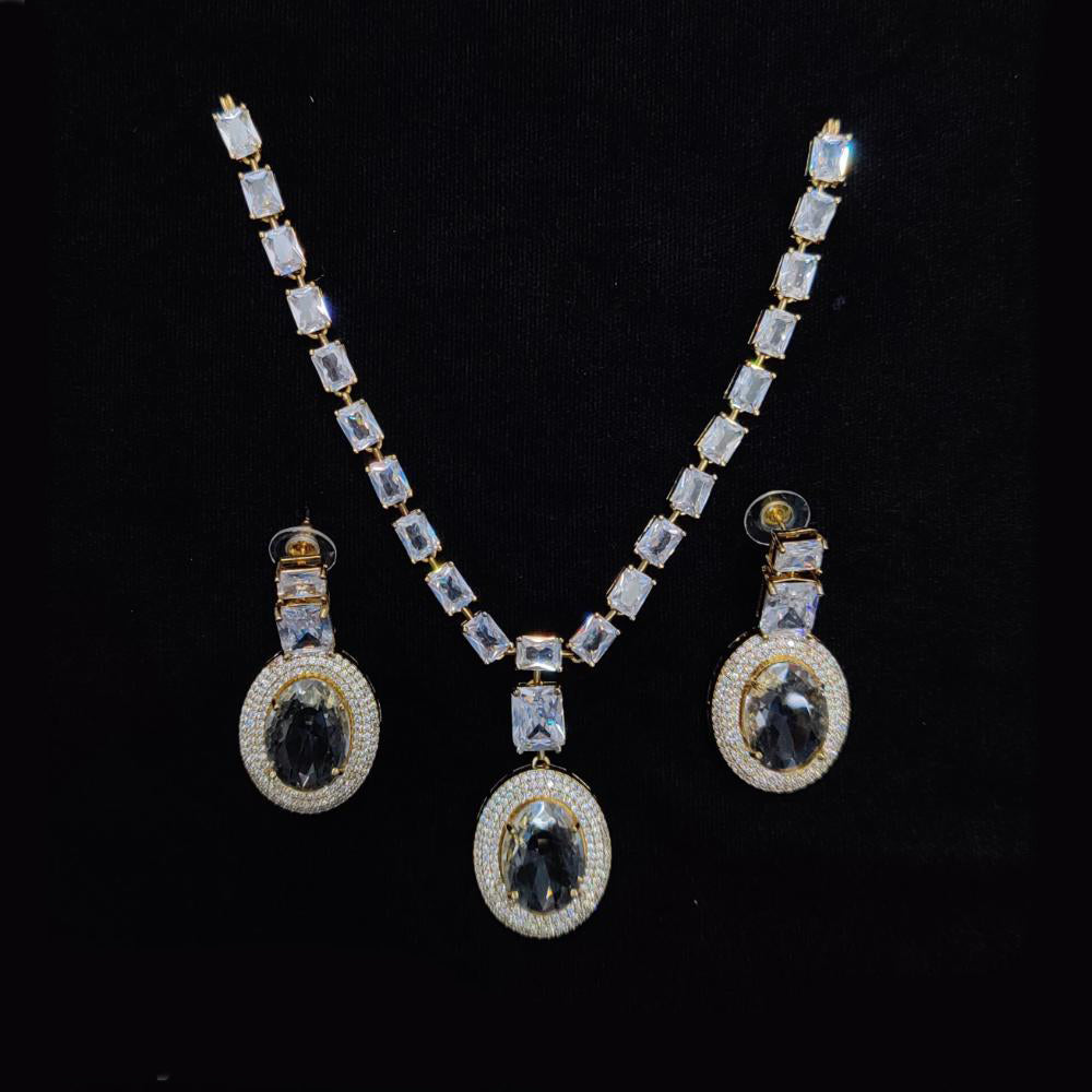 JCM Silver Plated American Diamonds Necklace Set