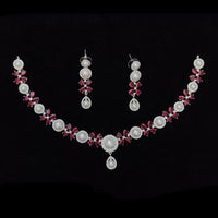 JCM American Diamond And Pearls Necklace Set