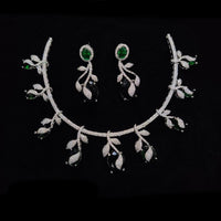 JCM Silver Plated American Diamonds Necklace Set