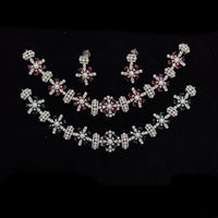 JCM Silver Plated American Diamonds Necklace Set