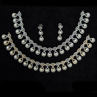 JCM Silver Plated American Diamonds Necklace Set