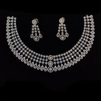 JCM Silver Plated American Diamonds Necklace Set