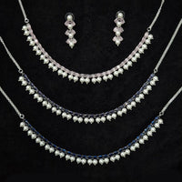 JCM Silver Plated American Diamonds Necklace Set