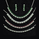JCM Silver Plated American Diamonds Necklace Set