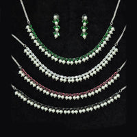 JCM Silver Plated American Diamonds Necklace Set
