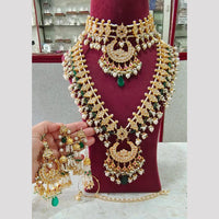 JCM Gold Plated Kundan Double Necklace Set