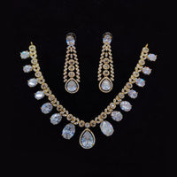 JCM Silver Plated American Diamonds Necklace Set