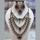 JCM Gold Plated Crystal Stone Multi Layer Necklace Set