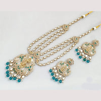 JCM Cultural Elegance Gold Plated Multi-Layer Kundan & Beads Long Necklace Set