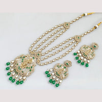 JCM Cultural Elegance Gold Plated Multi-Layer Kundan & Beads Long Necklace Set