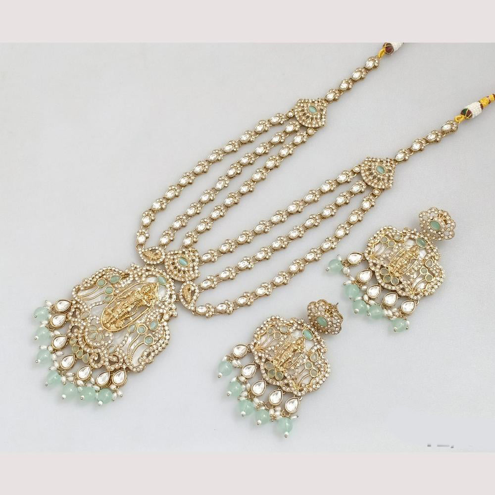 JCM Cultural Elegance Gold Plated Multi-Layer Kundan & Beads Long Necklace Set