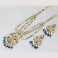 JCM Cultural Elegance Gold Plated Multi-Layer Kundan & Beads Long Necklace Set