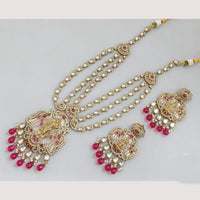 JCM Cultural Elegance Gold Plated Multi-Layer Kundan & Beads Long Necklace Set