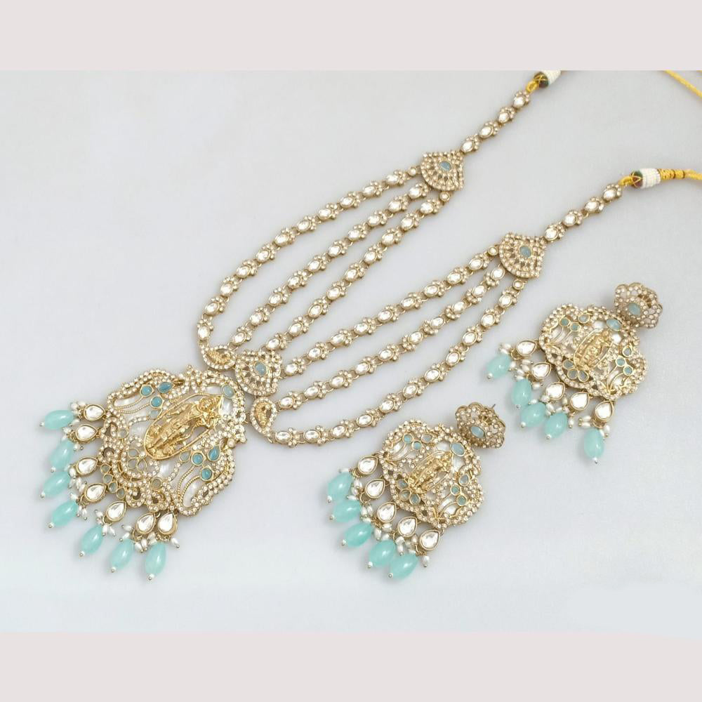 JCM Cultural Elegance Gold Plated Multi-Layer Kundan & Beads Long Necklace Set