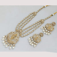 JCM Cultural Elegance Gold Plated Multi-Layer Kundan & Beads Long Necklace Set