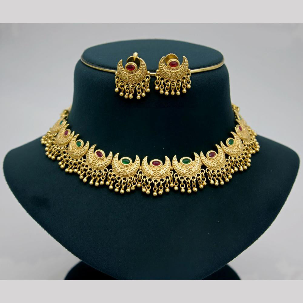 JCM Gold Plated Pota Stone And Beads Choker Necklace Set