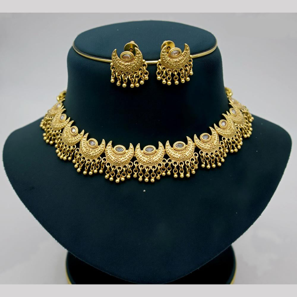 JCM Gold Plated Pota Stone And Beads Choker Necklace Set