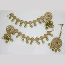 JCM Gold Plated Crystal Stone And Beads Jhumki With Maangtikka