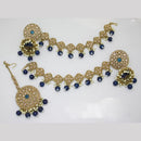 JCM Gold Plated Crystal Stone And Beads Jhumki With Maangtikka