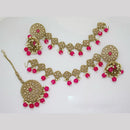 JCM Gold Plated Crystal Stone And Beads Jhumki With Maangtikka