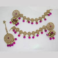 JCM Gold Plated Crystal Stone And Beads Jhumki With Maangtikka