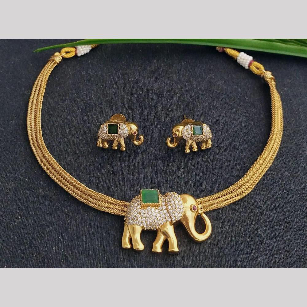 JCM Gold Plated Pota Stone And Austrian Stone Necklace Set