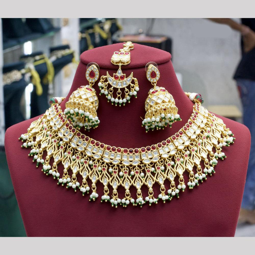 JCM Gold Plated Pota Stone And Beads Choker Necklace Set